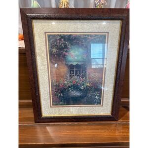 Home Interiors Donny Finley Floral Window Framed Art Print 24x20 Ornate Frame